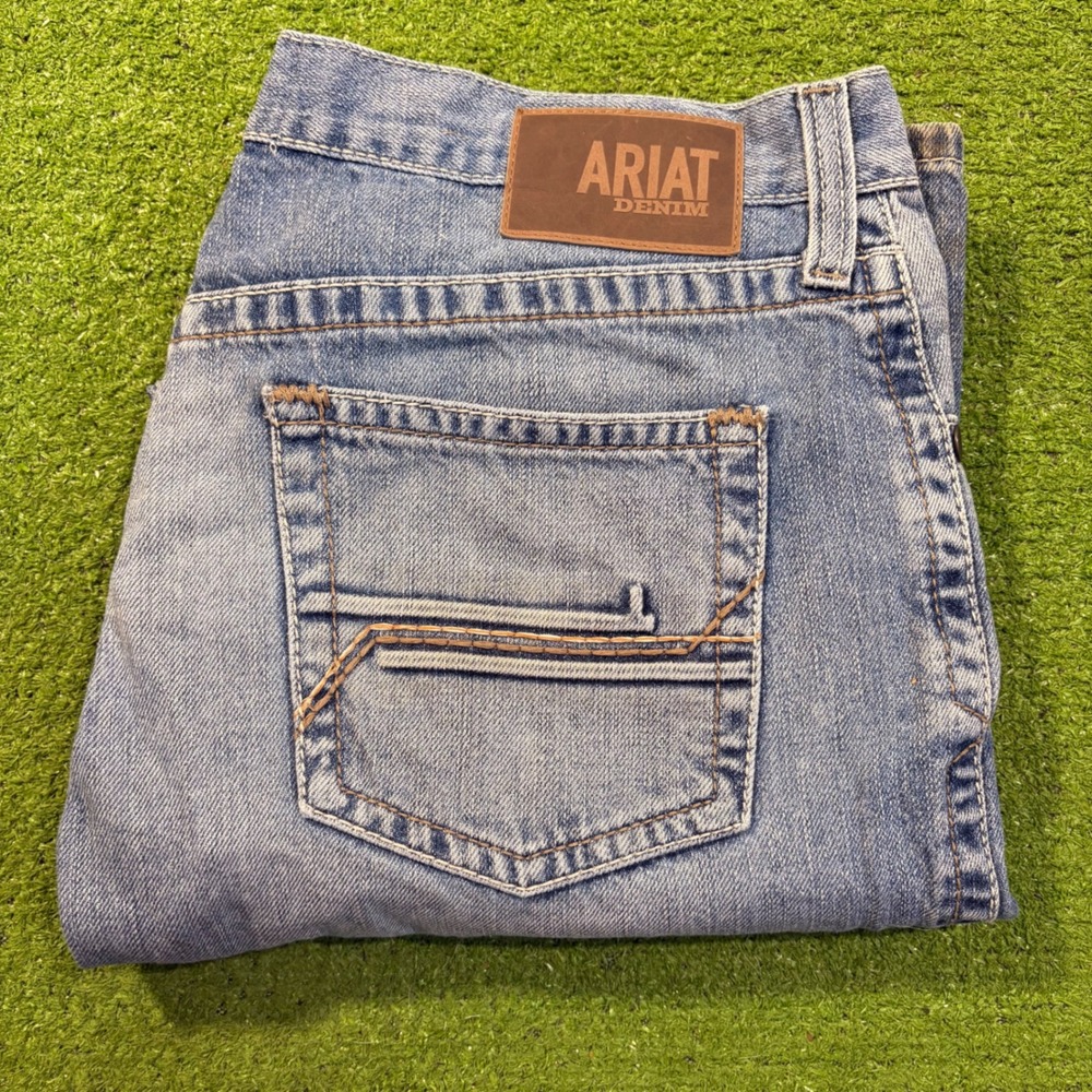 Ariat M4 Relaxed Boot Cut Jeans Mens 34x32 Dallas 3D Goldfield Light Wash Denim